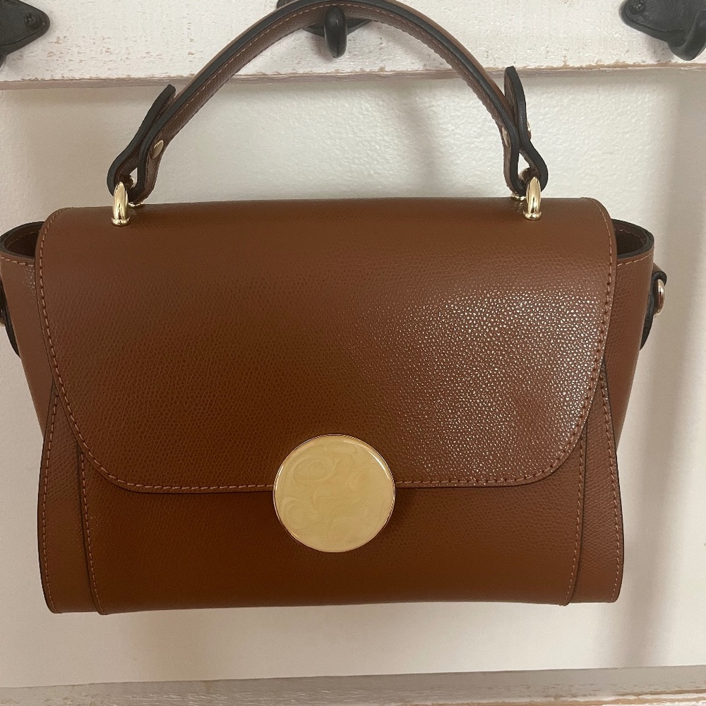 Vera Pelle Genuine Leather Made in Italy Hand bag Tan color